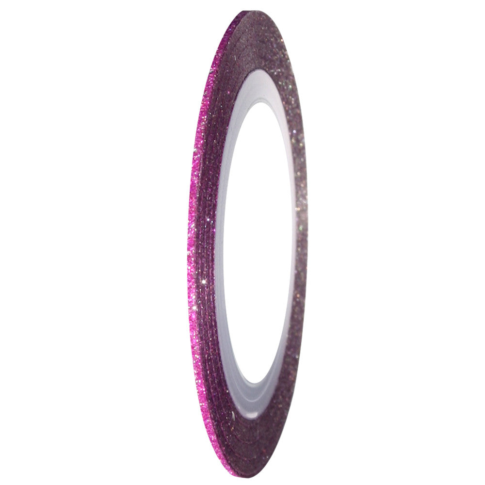 Banda metalica ingusta cu sclipici Roz