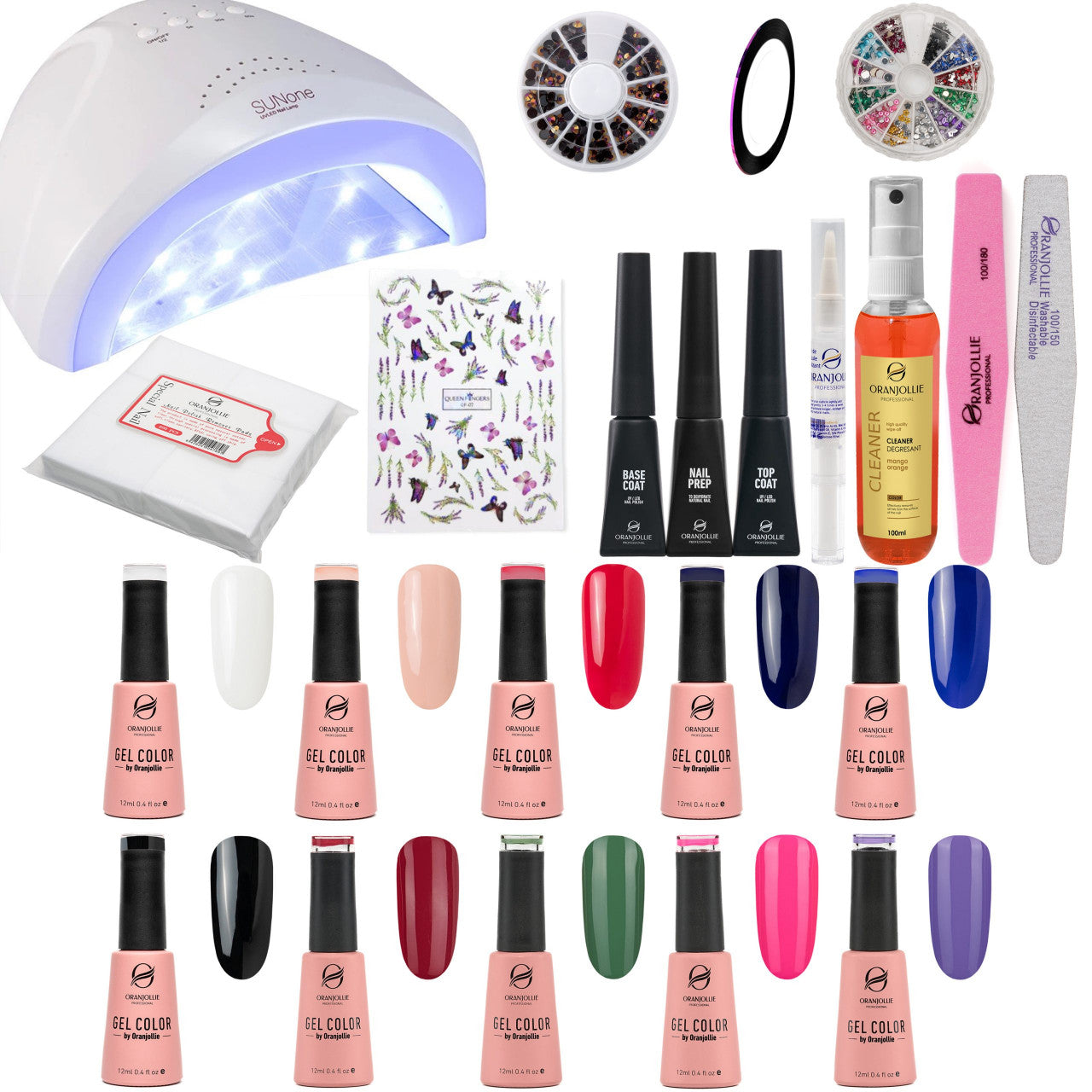 Kit 10 oje semipermanente Gel Color | Lampa UV | Nail Art | Solutii preparatorii Oranjollie