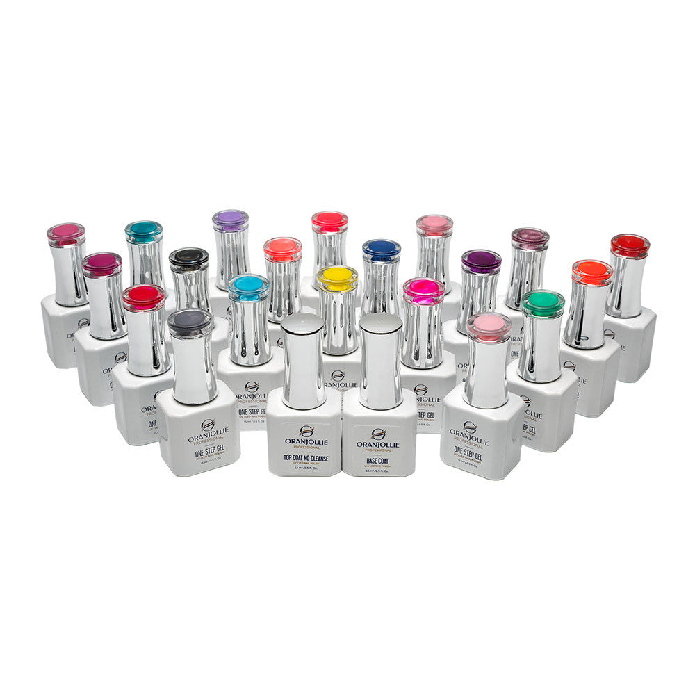 Kit 20 oje semipermanente One Step - Base Coat - Top Coat Oranjollie