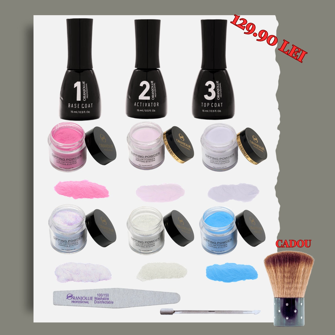 Kit 6 Dipping Powder + 3 solutions Oranjollie New