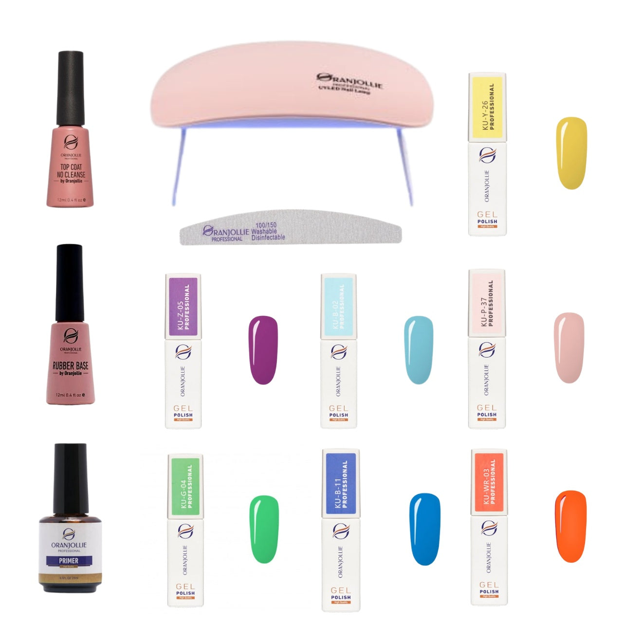 Kit 7 Oje Gel Polish + Solutii Oranjollie