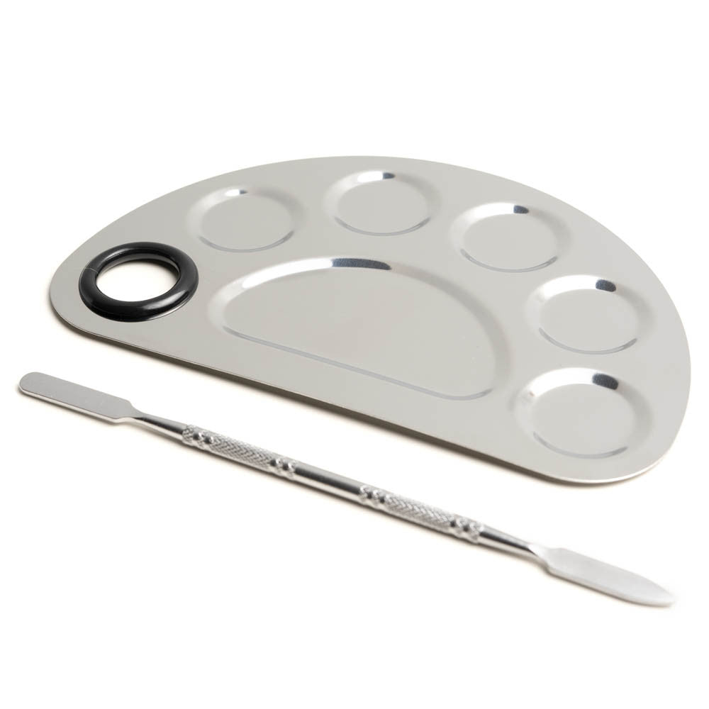 Paleta 5 cuve pentru amestecarea culorilor si spatula dubla Oranjollie