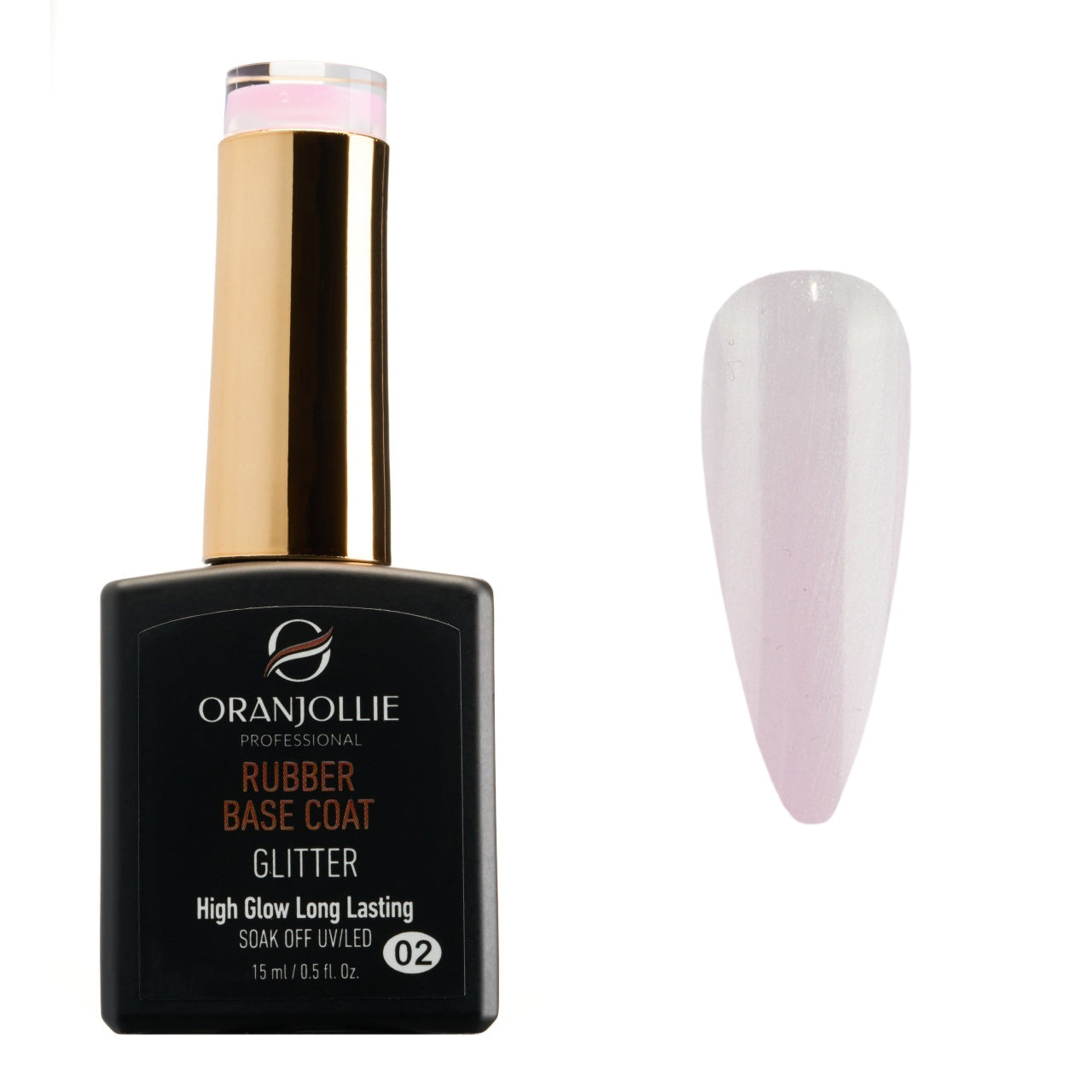 Rubber base coat Glitter 02 Oranjollie 15ml