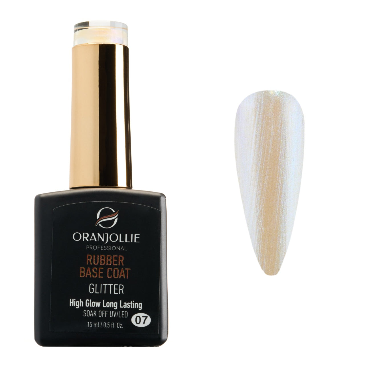 Rubber base coat Glitter 07 Oranjollie 15ml