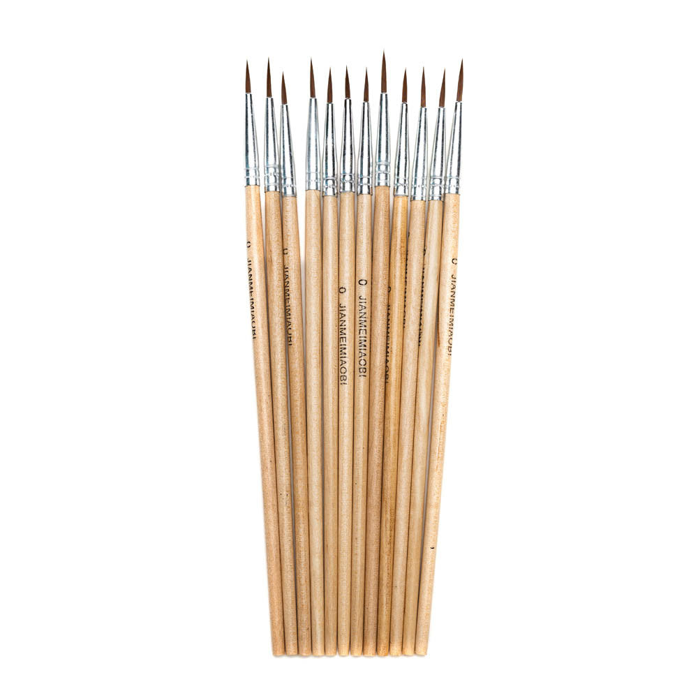 Set of 12 Oranjollie wood painting brushes 0