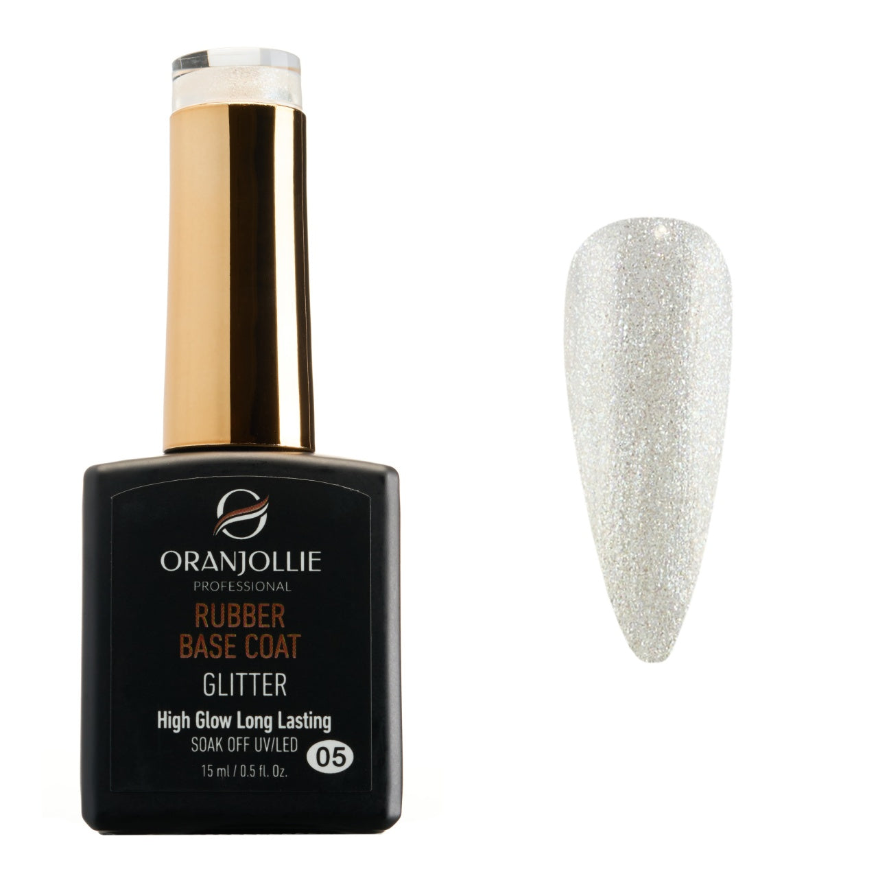 Rubber base coat Glitter 05 Oranjollie 15ml