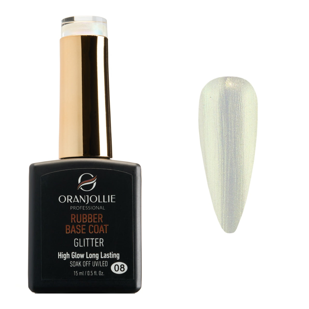 Rubber base coat Glitter 08 Oranjollie 15ml