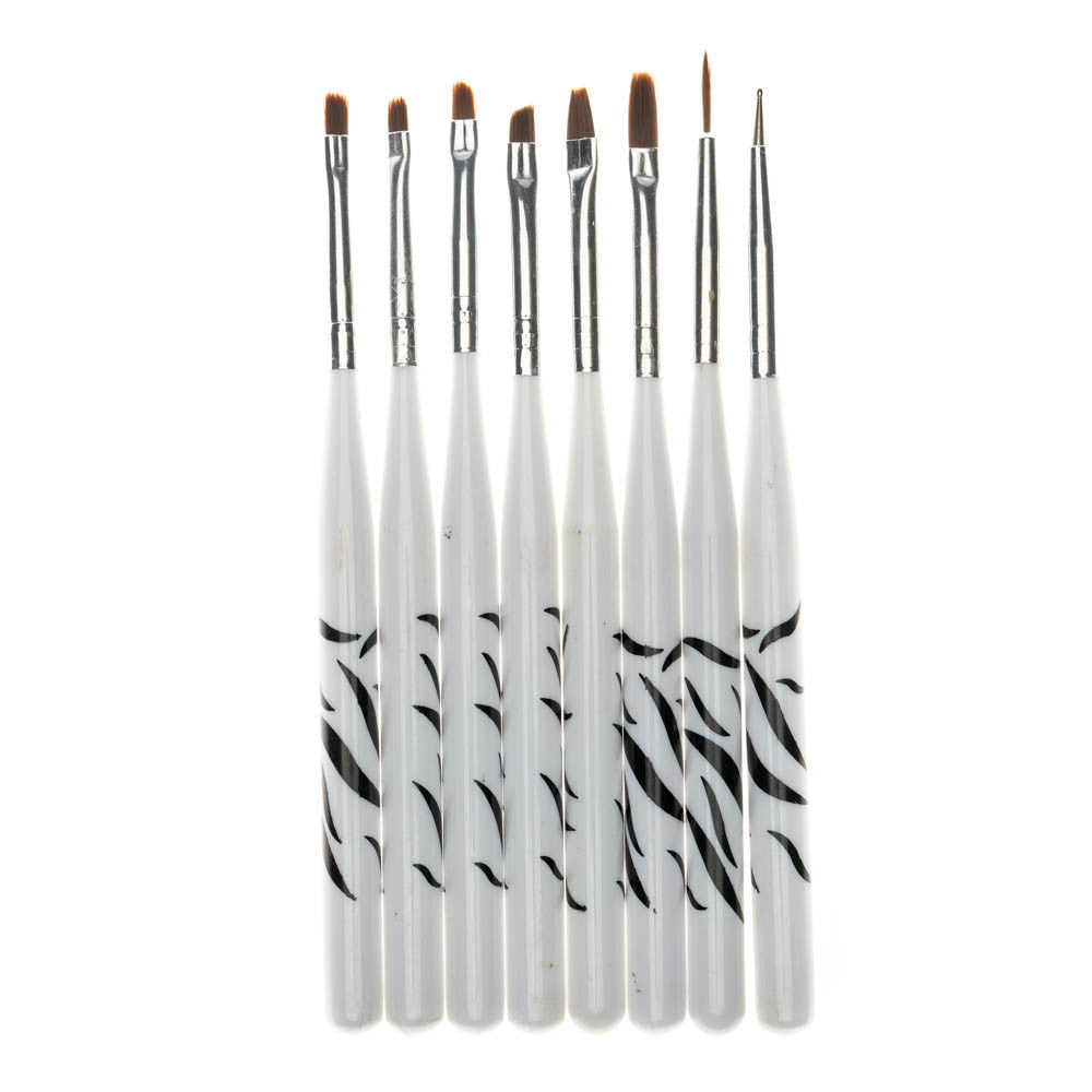 Set 8 pensule gel/acryl zebra W68 Oranjollie